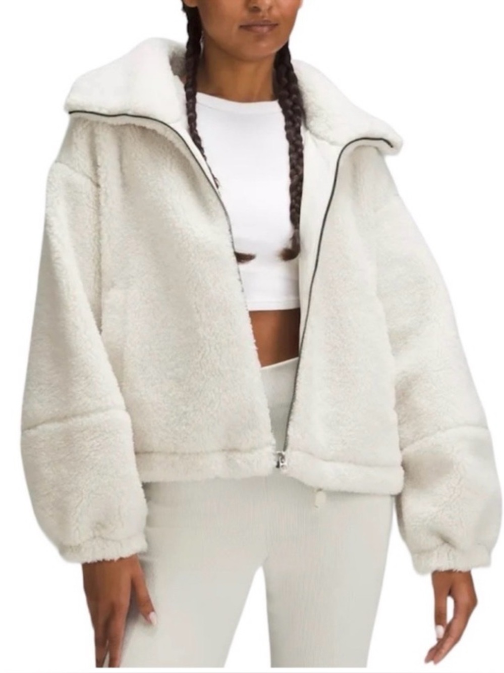 NWOT! lululemon athletica Plush Sherpa Zip Jacket - White sz 10